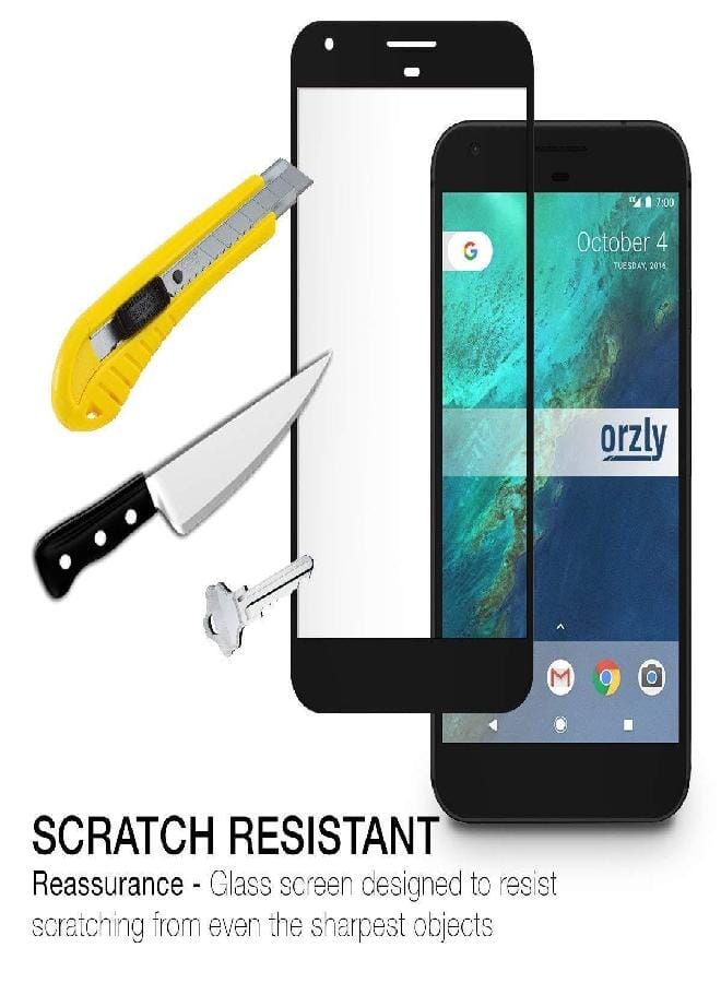 Orzly Google Pixel screen Protector, Orzly 2.5D Pro-Fit Tempered Glass screen Protector for Google Pixel Phone (5 inch model - 2016) - Transparent with CHARCOAL BLACK Rim - Image 2
